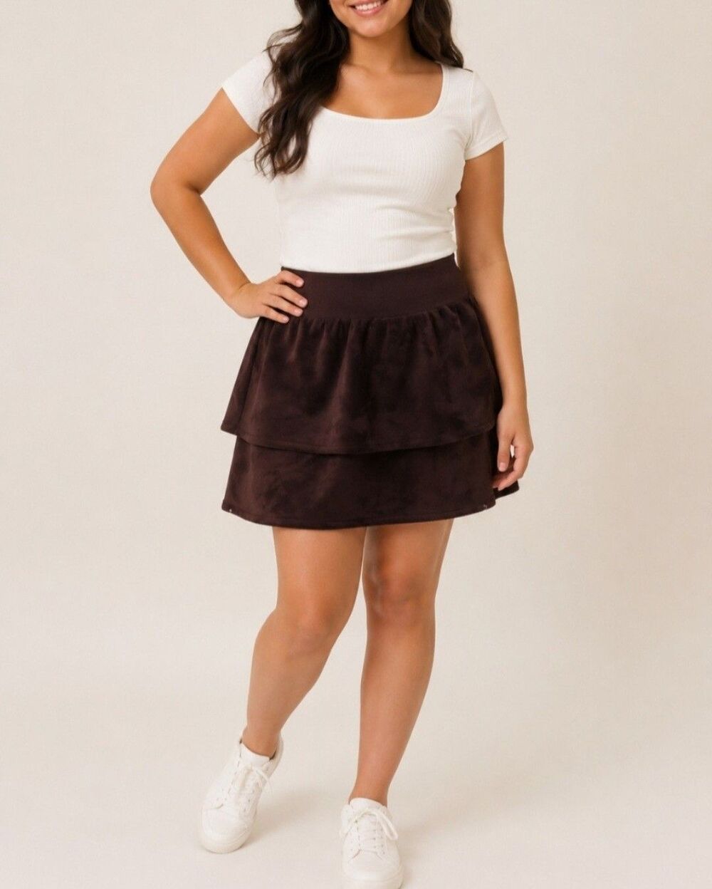 Athleta Girl Size XXL 16 Mini Skirt Wine Purple Ruffled Pull On Fleece Lined
